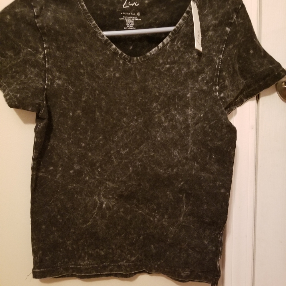 Livi by olivia rae womens small black marbled tee shirt
